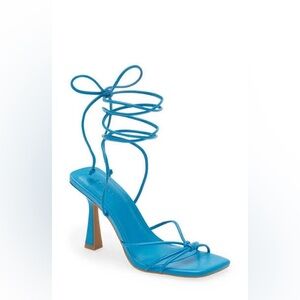 Electric Blue Lace-Up Strappy High Heel Sandals